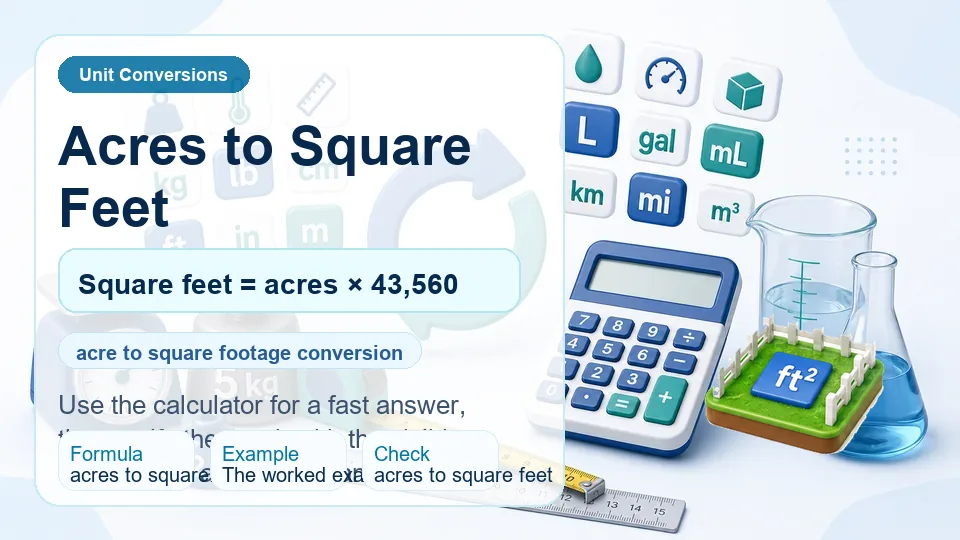 Acres to Square Feet calculator illustration