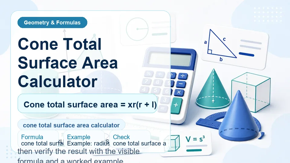 Cone Total Surface Area Calculator calculator illustration