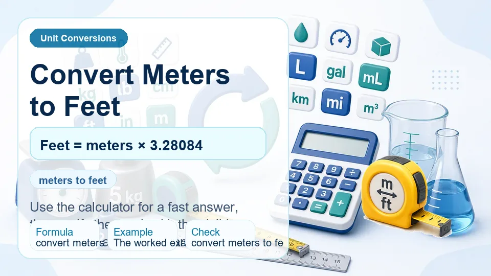 Convert Meters to Feet calculator illustration