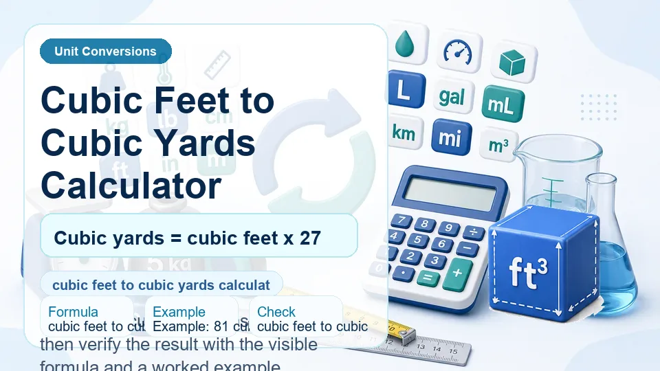 Cubic Feet to Cubic Yards Calculator calculator illustration
