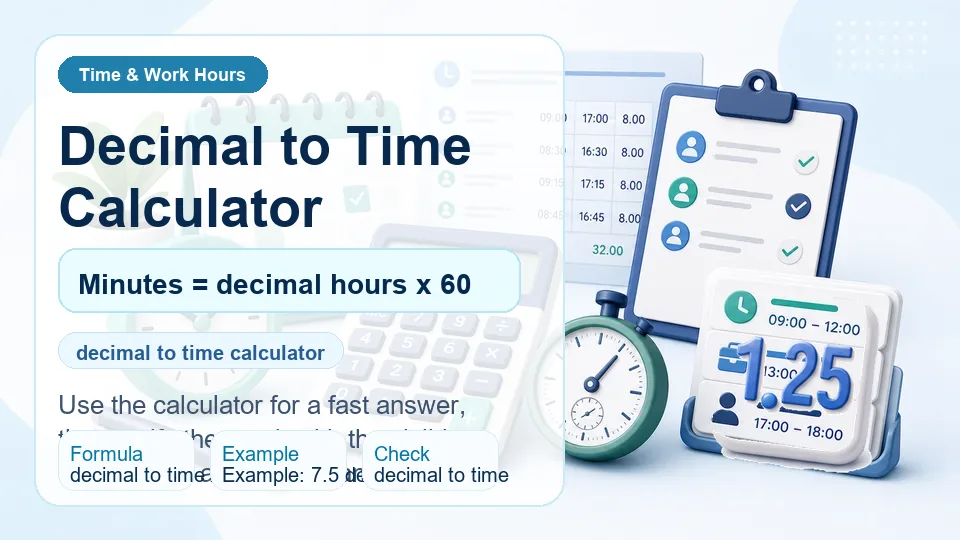 Decimal to Time Calculator calculator illustration