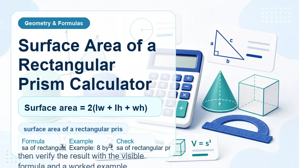 Surface Area of a Rectangular Prism Calculator calculator illustration