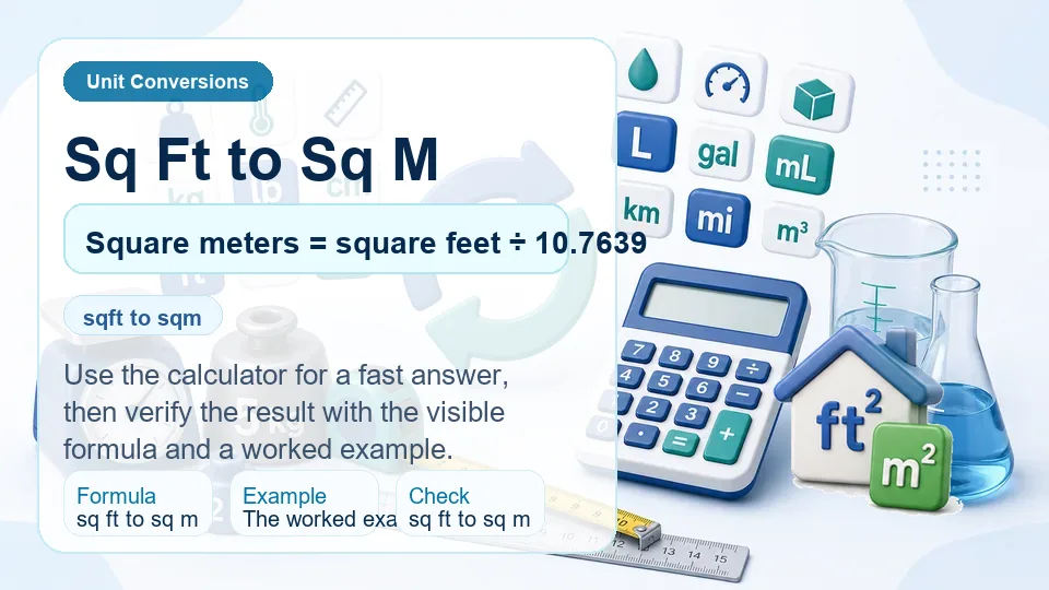 Sq Ft to Sq M calculator illustration