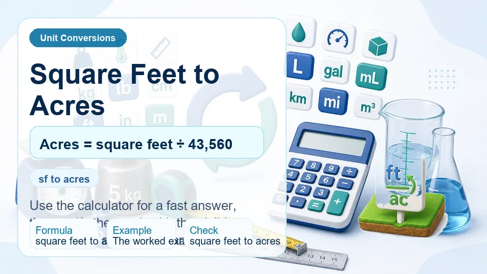 Square Feet to Acres calculator illustration