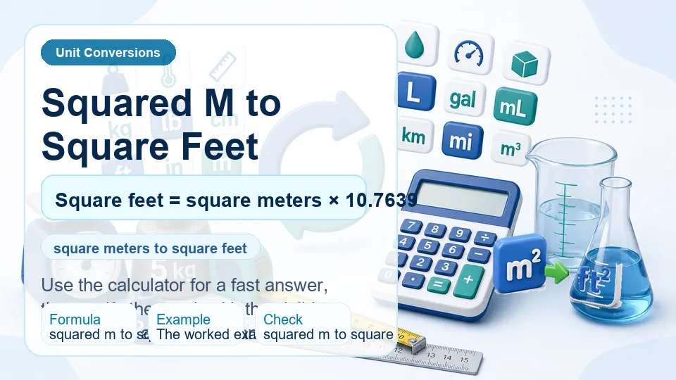 Squared M to Square Feet calculator illustration