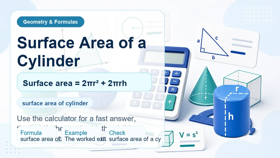 Surface Area of a Cylinder calculator illustration