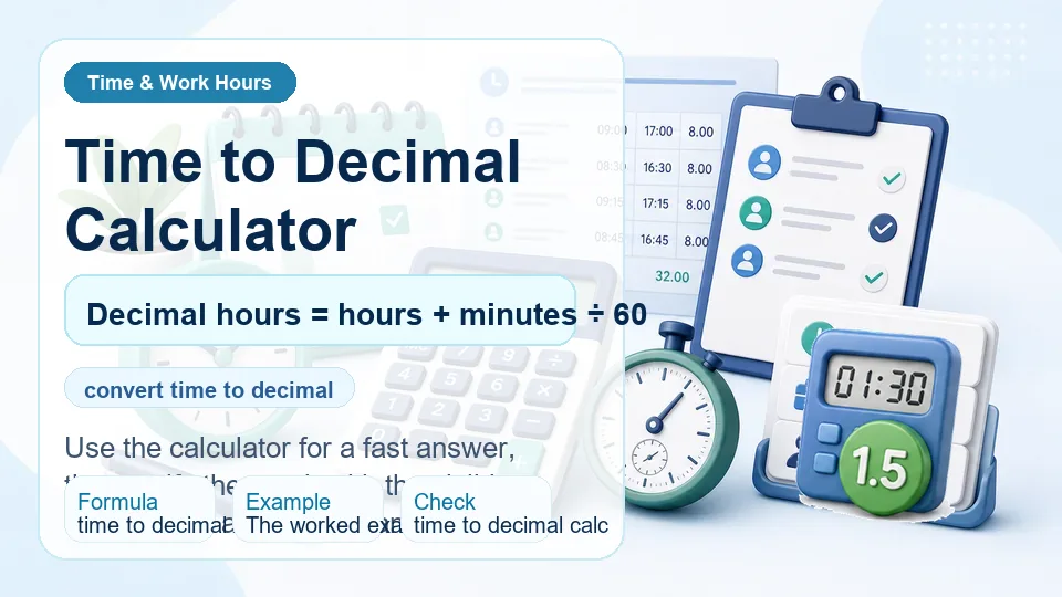 Time to Decimal Calculator calculator illustration